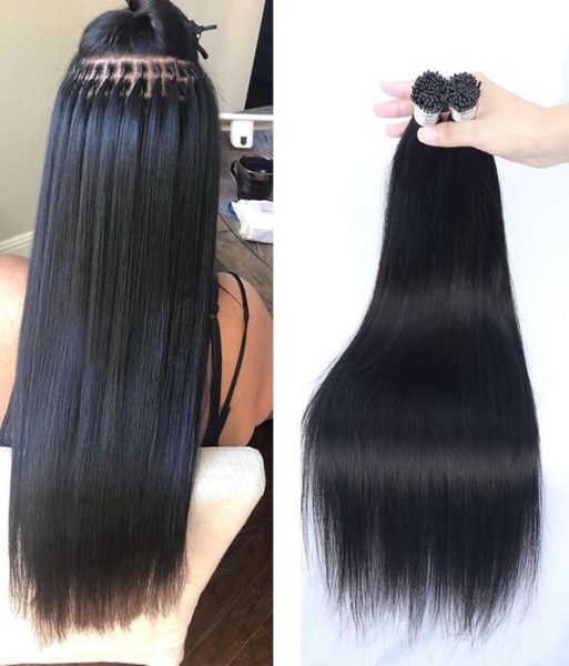 

unprocessed straight brazilian human hair extensions i tip stick 1gstrand 8inch30inch for women8407000, Black