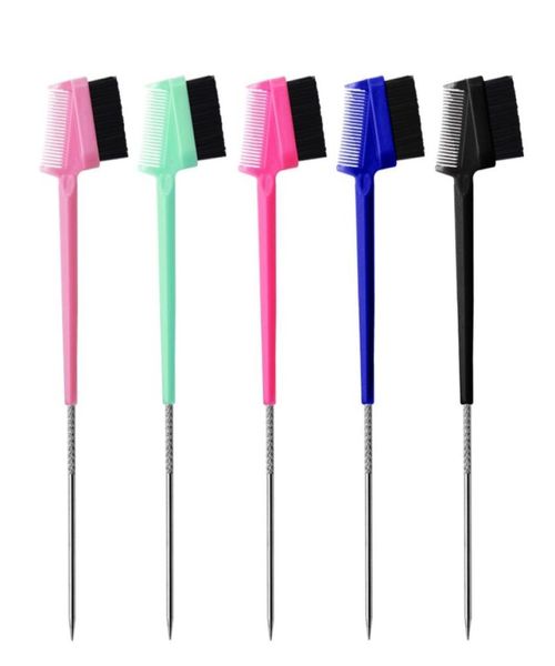

double side hair edge control brushes hairs comb salon brush eyebrow combs pin tail hairdressing styling beauty tool 14512426271, Silver