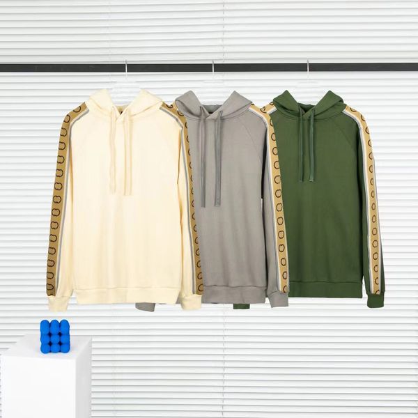 

paris designer men's hooded sweater autumn/winter pure cotton new reflective ribbon logo couple versatile casual clothing european size, Black