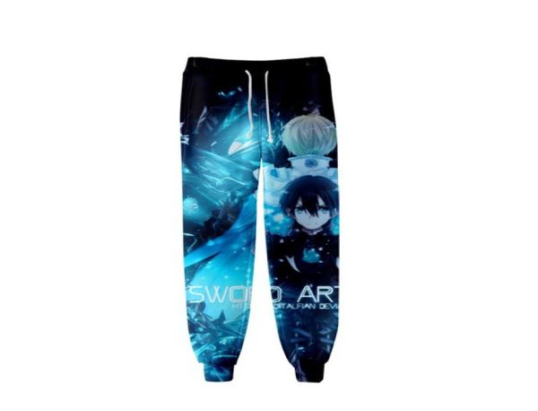 

anime sao sword art online sweat pants 3d joggers pants trousers menwomen clothing hip hop pantalon homme sweatpants9944191, Black