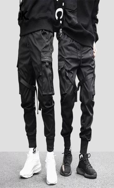 

januarysnow hip hop boy multipocket elastic waist design harem pant men streetwear punk casual trousers jogger male dancing black6000960, Black