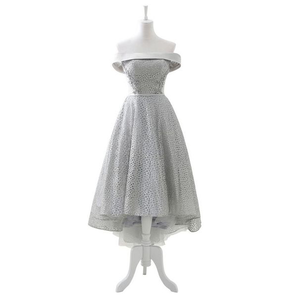 

silver floral lace high low bridesmaid dresses long formal party wedding guest dress appliqued maid of honor gowns plus size homecoming dres, White;pink