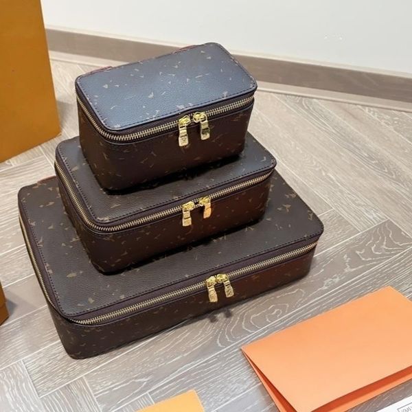 

travel jewelry box storage box makeup bag box jewelry box designer classic lady clutch 3 sizes 3-piece set large capacity vutti