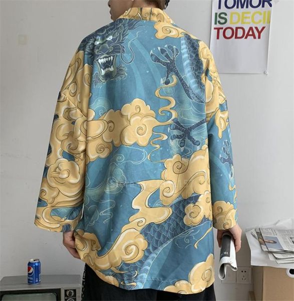

japanese kimono cardigan men haori yukata male samurai costume harajuku summer sunscreen jacket ukiyoe print man shirt coat ethni2566700, Red