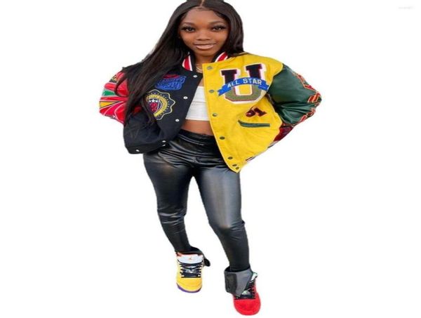 

women039s jackets baseball uniform jacket women fashion print hip hop streetwear couple oversized coat harajuku campus sty5122233, Black;brown