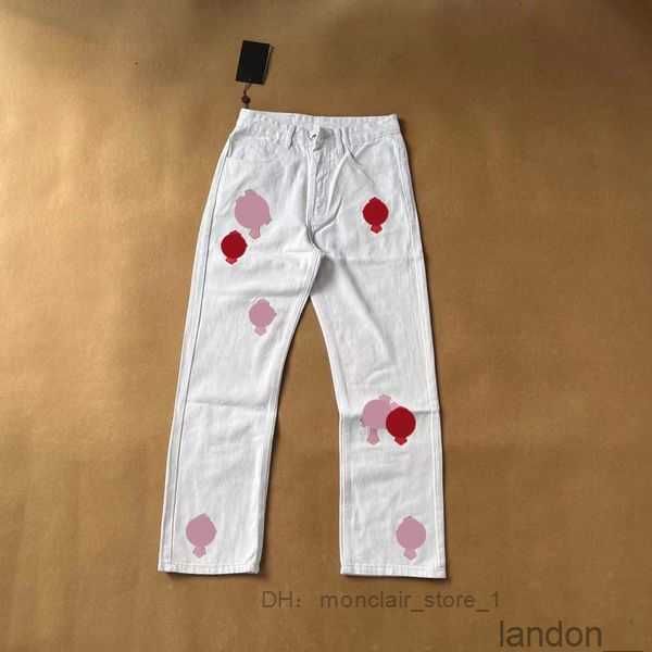 

2023 ch men's pants jeans designer make old washed straight trousers heart prints women men long style wbe5 hearts purple 3 gm7g, Blue