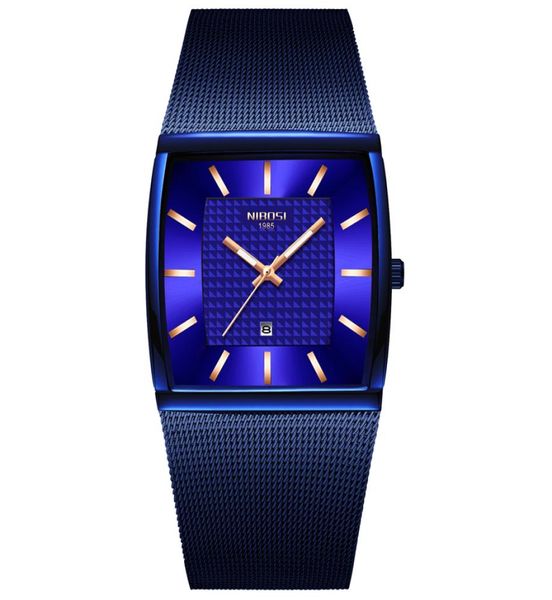 

nibosi mens watches brand luxury blue square quartz watch men slim waterproof golden male wristwatch men relogio masculino8055899, Silver