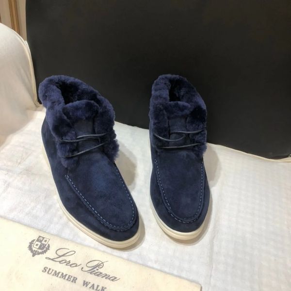 

lp piana winter walk suede ankle boots loafers shoes genuine leather men's casual short boots women luxury designers flat dress shoe fa, Black