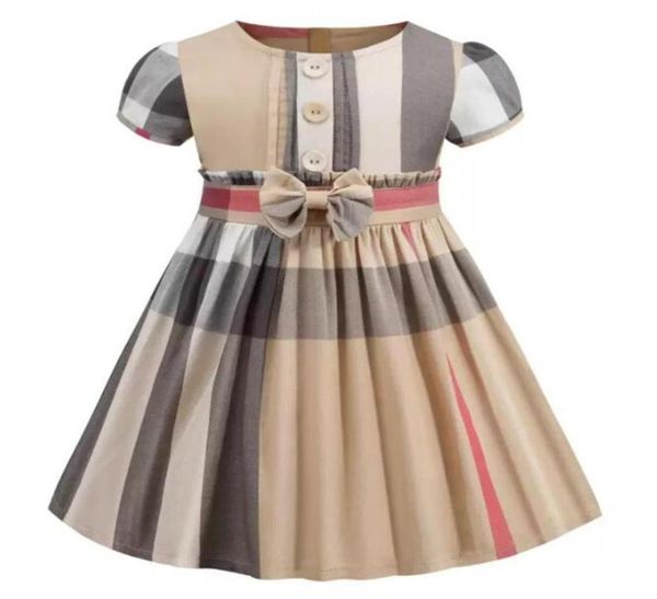 

designer girl039s dresses monogrammed print skve skirt luxury baby girls clothing princess dresirt kids cute plaid dress294u5818888273516, Red;yellow