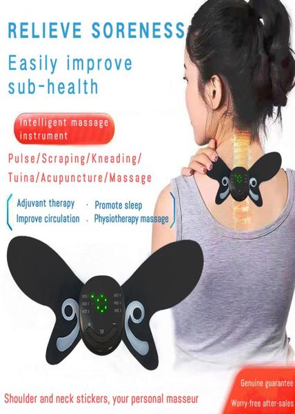 

portable mini cervical electric neck massager doing and back anytime anywhere stimulator stickers2591526