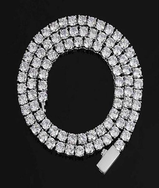 

1 row 35mm snap clasp tennis chain 14k gold plated iced out cubic zironia diamond chain for men women 1624inch hiphop jewelry2835981536, Black