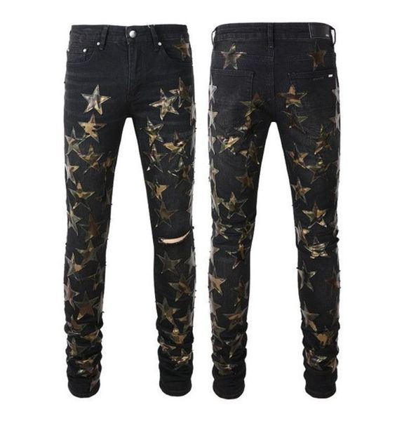 

jeans black mens jeans women broken hole cool style luxury clothing long straight jean size 30-40 new design fashion slim legged jeans 02, Blue