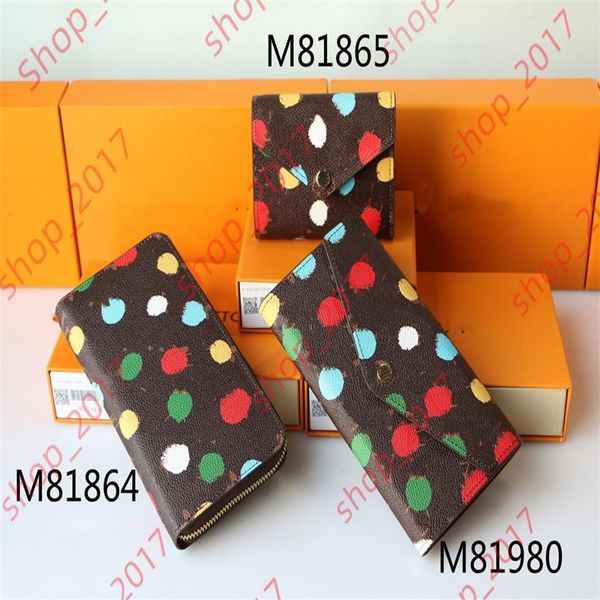 

yayoi kusama series women long wallet painted dots louisity zippy mens vuttonity wallets card holder coin purse designer mini clut262g, Red;black