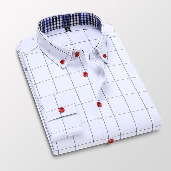 

men s casual shirts clothing plaid cotton dress male long sleeve slim fit business shirt clothes 1311 230814, White;black