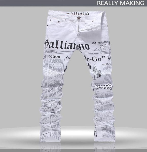 

whole men039s john males galliano punk rock nightclub ds dj newspaper printed pattern slim jeans motorcycle5895766, Blue