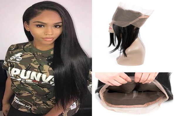 

mongolian virgin hair 360 lace frontal with baby hair pre plucked straight silky closures hair products 1024inch2447448, Black;brown