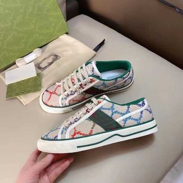 

1977 tennis sneaker canvas luxurys shoe beige blue washed jacquard denim women shoes ace rubber sole embroidered vintage casual sneakers, Black