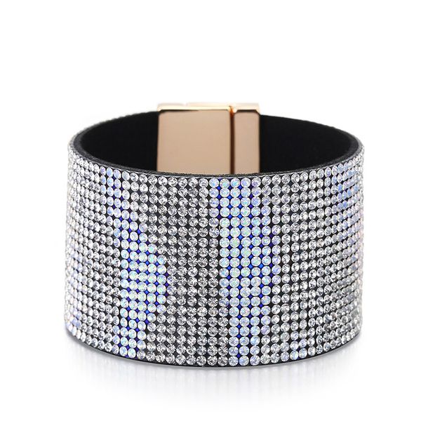

gold love new popular wide brim full diamond gradient cross buckle bracelet, dress bracelet, five colors, one piece for distribution gifts s, Black