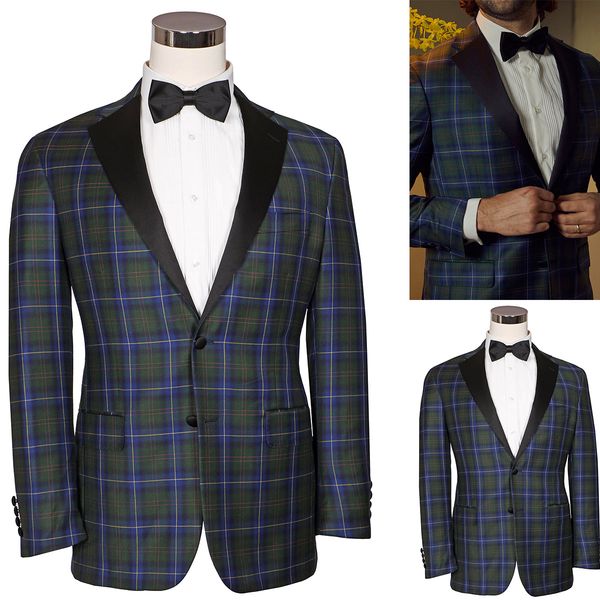 

italian men's suits coat plaid formal business tuxedos slim fit wedding party prom groom wear tailored only blazer, Black;gray