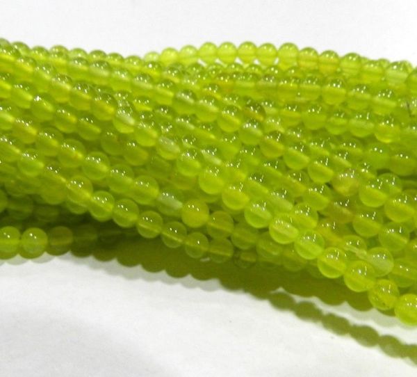 

4mm green peridot gemstone round loose beads 15quot012344268874, Green;white