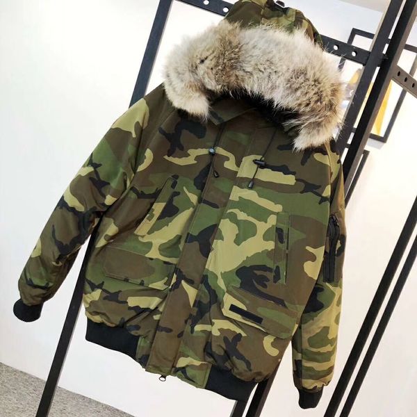 

designer pilot wyndham parka winter down jacket outdoor coat men women classic fashion real coyote fur wind waterproof white black camouflag, Black;brown