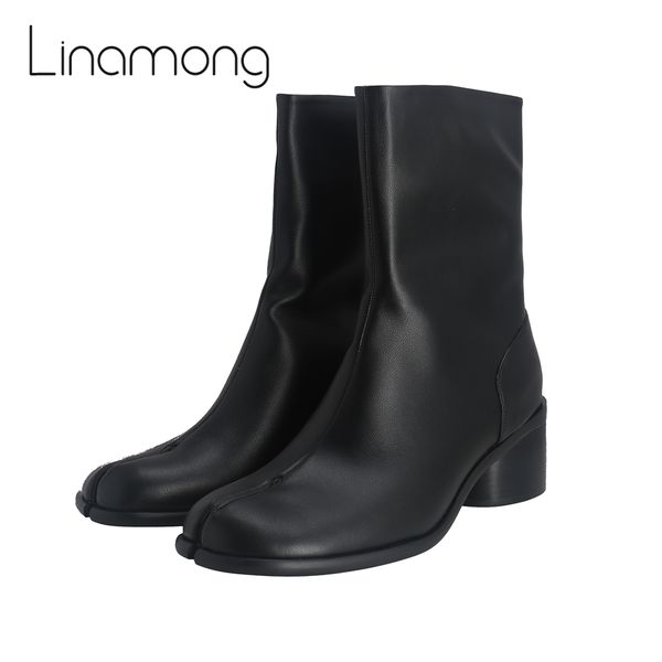 

boots genuine leather tabi boots black beige round toe ankle boots round low heel modern boots luxury designer casual shoes for men 230812