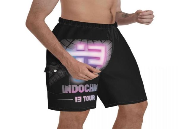 

men039s shorts indo chine most band rock indochine is promo male pocket beach pants r145 breathable quick dry print cute2709004, White;black