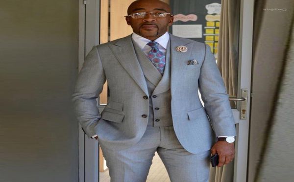 

light grey men suits for wedding 2020 groomsmen suits regular fit 3 pieces tuxedo jacketpantsvest party mens plus15896386, White;black