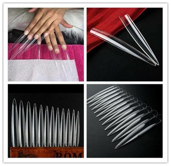 

makar10packs x 12pcs xxl extra long stiletto super cusp french long salon nail tips clear color a00661851124, Red;gold