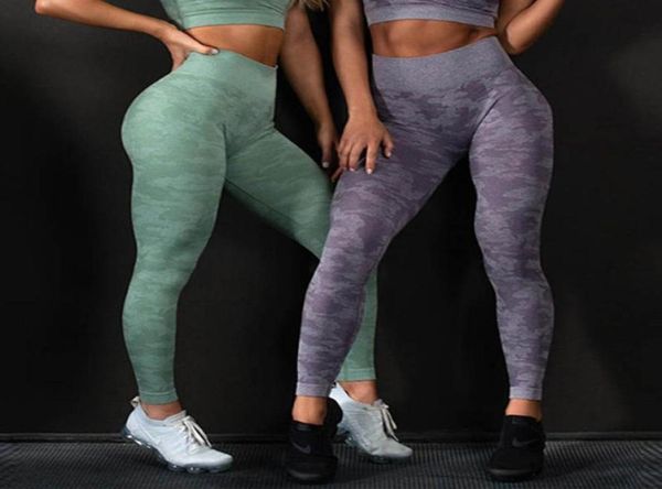 

women039s camouflage fitness pants high waist stretch leggings seamless sports pants camo push up jeggings workout legging8854210, Black