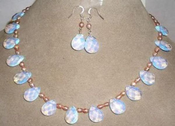 

pink pearl sri lanka moonstone drops pendant necklace earrings set3607558, Black