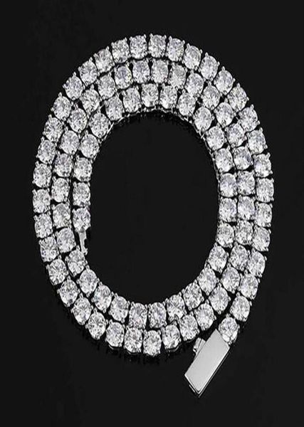 

1 row 35mm snap clasp tennis chain 14k gold plated iced out cubic zironia diamond chain for men women 1624inch hiphop jewelry2831841638, Black
