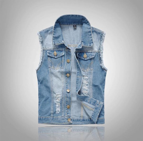 

2018 cotton jeans sleeveless jacket men plus size 6xl dark blue denim jeans vest men cowboy denim vest mens jackets7217708, Black;white