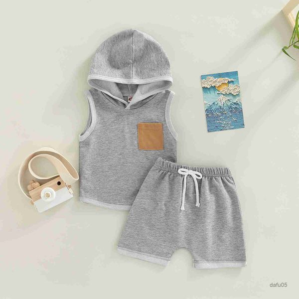 

clothing sets 2styles toddler baby girl boy 2pcs summer clothing casual sleeveless hooded shorts 0-3years r230814, White