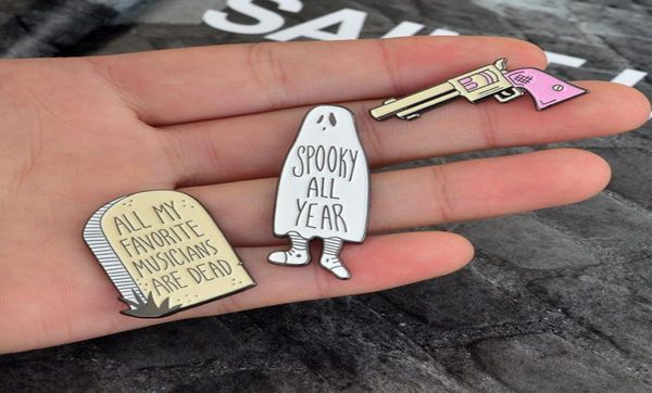 

fashion vintage metal kawaii enamel pin badge buttons brooch shirt denim jacket bag decorative brooches for women girls spooky all6857467, Gray