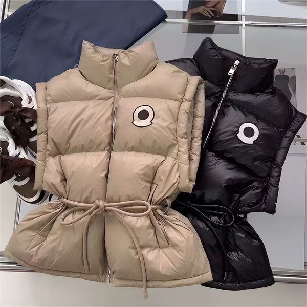 

womens winter puffer down waistcoats fashion designer black beige gillets women warm waterproof outwear woman waistcoat clothes, Black;white