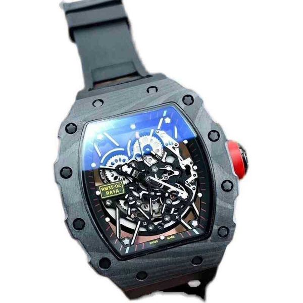 

watches wristwatch luxury richa milles designer carbon fiber men's automatic mechanical watch hollowed out fashion tape light waterproo