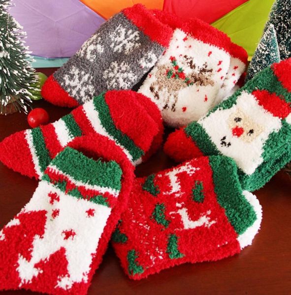 

plush christmas socks fuzzy towel thicken warm thermal socks3602434, Black;white