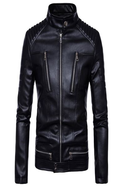

mens leather jackets bomber jackets fashion men faux leather overcoat motorcycle cowboy jacket punk thick coats mens clothing1365691, Black