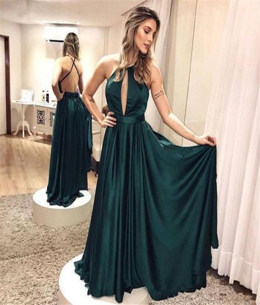 

2019 new elegant simple dark green backless prom dresses criss cross formal dresses evening wear floor length party prom gow3841756, Black