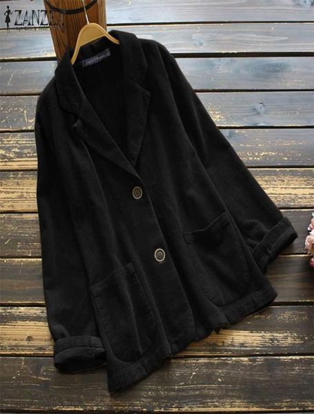 

women039s jackets retro corduroy coats solid 2022 casual lapel button outwears female long sleeve plus size tunic5235477, Black;brown