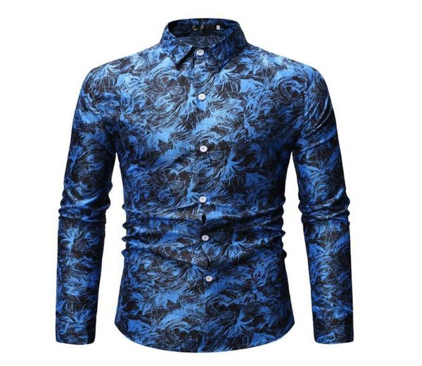 

mens spring autumn new fashion printed long sleeve shirts slim fit casual shirts male beach leisure shirt plus size1589918, White;black
