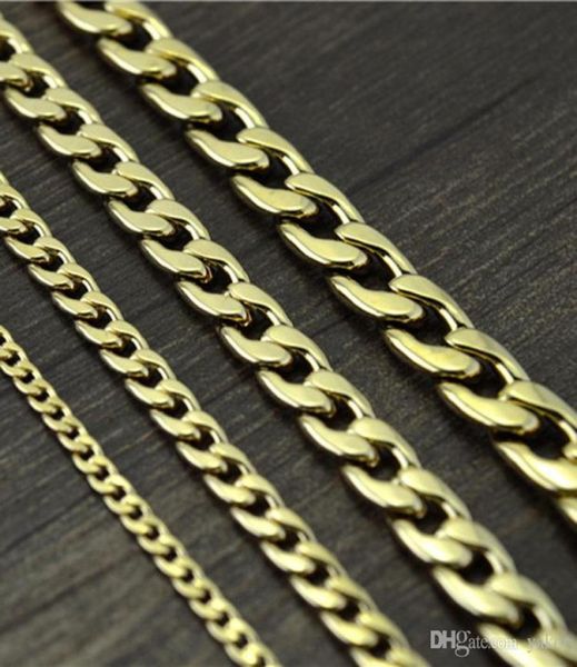 

never fade stainless steel figaro chain necklace 4 sizes men jewelry 18k real yellow gold plated 9mm chain necklaces for women men6585106, Silver