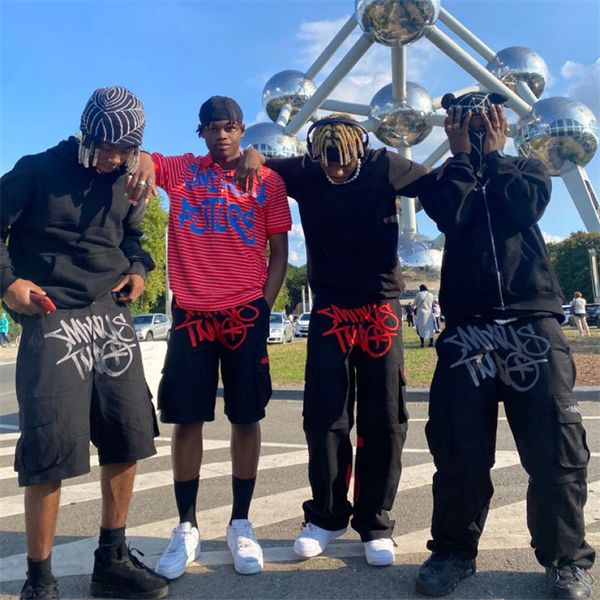 

men's pants y2k cargo pant overalls minus two black pants harajuku fashion casual loose men rock straight wide leg pants streetwear 230