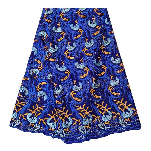 

5 yards embroidery cotton cloth african female swiss voile lace fabric with rhinestones garment ladies gown sewing craft women formal dress, Black;white