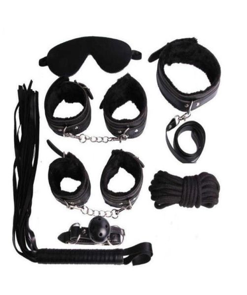 

set sm fun 7 designers piece plush leather binding rope toys alternative couple flirting supplies d55o17578316217861, Black;white