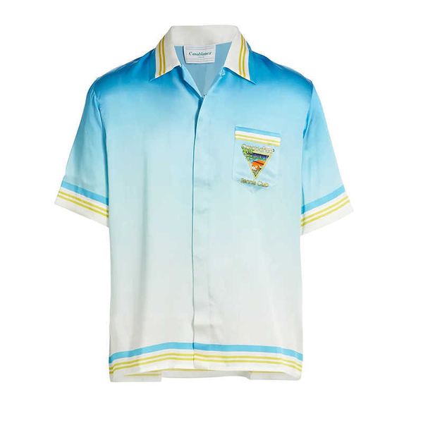 

casablanca shirts tennis club loose fitting men's and women's trendy short sleeved shirt casablanc, White;black