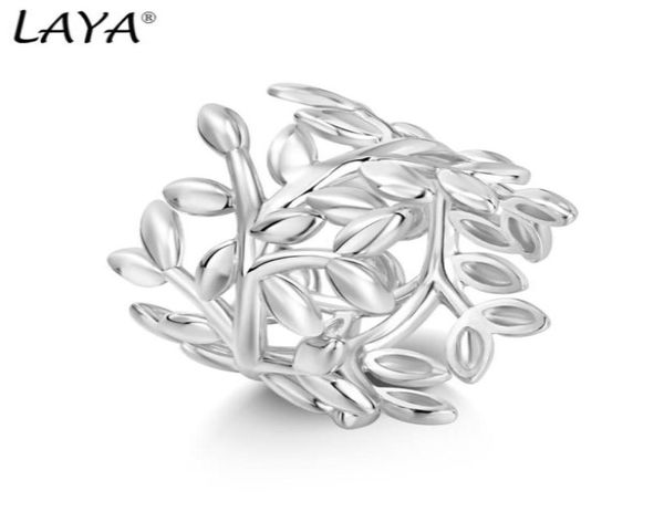 

laya 925 sterling silver band ring for women irregular unique design leaf plain silver fashion original neutral jewelry 2022 trend3954798