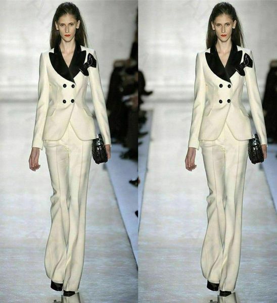 

ivory formal women039s pant suits slim fit black peaked lapel mother of the bride suit ladies office evening work wear tuxedos 2459654, Black;red