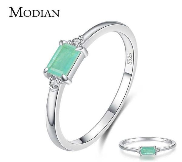 

modian charm luxury real 925 stelring silver green tourmaline fashion finger rings for women fine jewelry accessories bijoux 210617445611